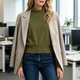 thumbnail image 5 of Women's Mock Neck Short Sweatshirts,Elastic Waist Long Sleeve,Casual Loose Cropped Pullover Top,Street Style Streetwear Outfits, 5 of 6