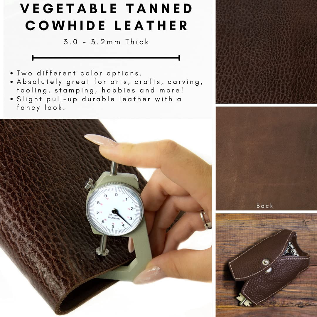 FabricLA Genuine Leather Tooling and Crafting Sheets | Heavy Duty Full Grain Cowhide (3.20mm) 6X12 - Arizona Brown