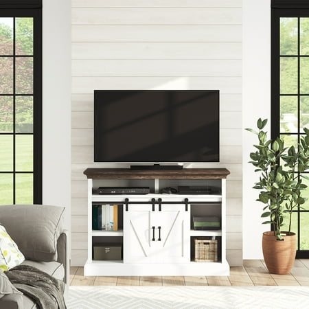 allston whalen fireplace stand tv barn door tvs finish brown walmart