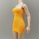 thumbnail image 5 of Vestido sin espalda a escala 1/6 para muñeca femenina, disfraz con costuras impecables, accesorio fotográfico en miniatura, diseño moderno, falda a Amarillo intenso, 5 of 9