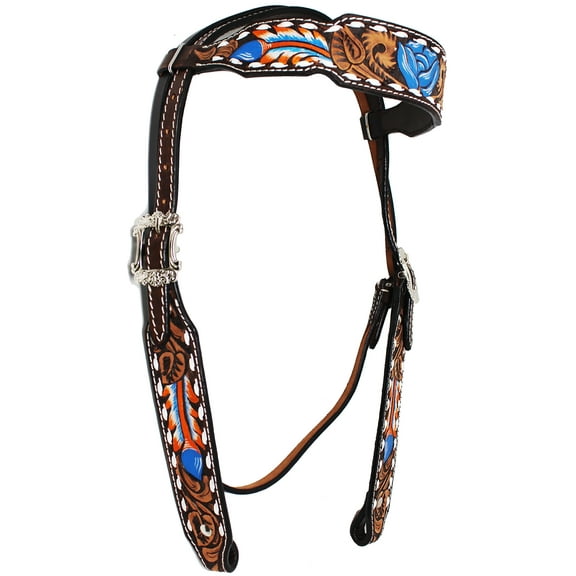 Horse Western Arrow Tooled Leather Browband Headstall Breast Collar Tack Set 78HR31B
