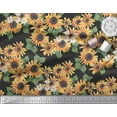 thumbnail image 3 of Soimoi Black Cotton Duck Fabric Leaves & Sunflower Floral Printed Fabric 1 Yard 42 Inch Wide, 3 of 3
