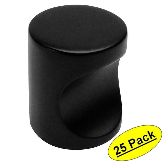 Cosmas 3312FB Flat Black Contemporary Cabinet Hardware Finger Pull - 3/4" Diameter - 25 Pack