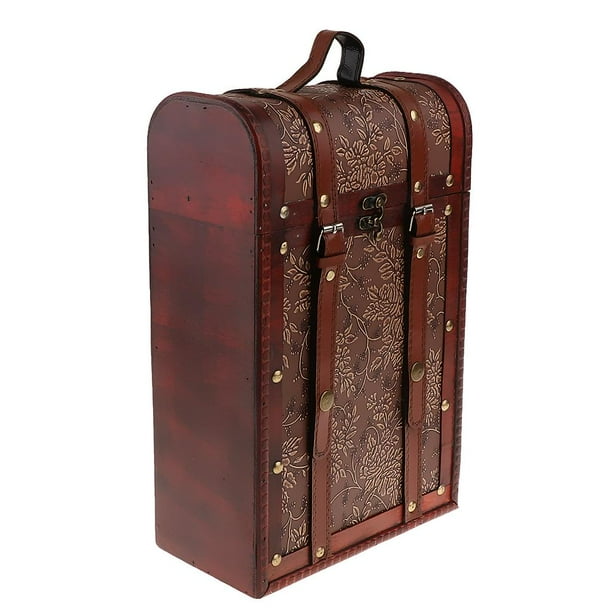 Caja de vino vintage Sunnimix para 2 botellas de Regalo de Madera