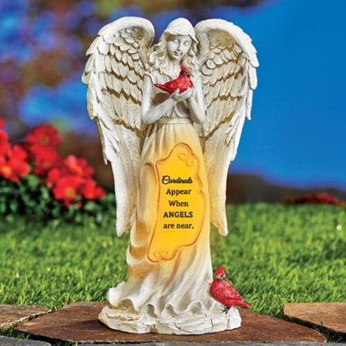 Angel Solar MemorialSolar Powered Angel and Cardinal Memorial Garden