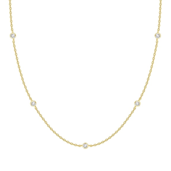 OnlyUnique 14K Gold Plated Chain Necklace for Women, Trendy CZ Crystal Choker Necklaces Layering Necklace, Jewelry Gift for Her