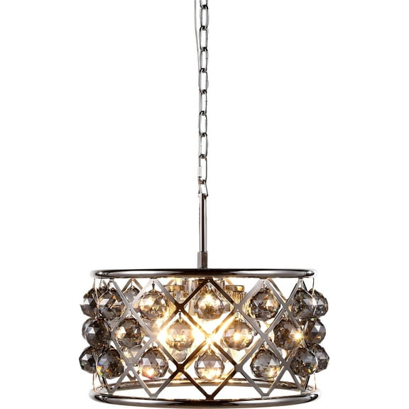 Pendant MADISON 4-Light Silver Shade Gray Crystal Polished Nickel Glass  EL-3473