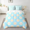 thumbnail image 2 of Feelyou Dreamy Blue Floral Bedding Comforter Set 7pcs, Kawaii Cartoon Flower King Bedding Sets, Cute Cherry Blossoms Reversible Bed Sheets, Lightweight Room Decor, 2 of 7