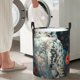 thumbnail image 5 of Fotbe Moon Flower White Owl Cesto de Ropa con Asas, Cesto Impermeable de Gran Capacidad, Bolsa de Lavado para Dormitorio, Cesto de Ropa con Ruedas y Asas-Small, 5 of 6
