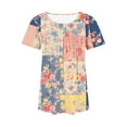 thumbnail image 4 of Enjoytime Women Blouse Flower Printed Short Sleeve Shirts Crewneck Tunic Tops Casual Loose Fit Soft Comfy Tshirt Women Clothes, 4 of 5