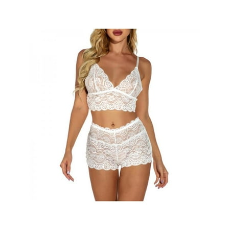 

Catlerio Women Sexy Lace Bra and Panty Set Bralette Lingerie 2 Piece Bodysuit M-5XL