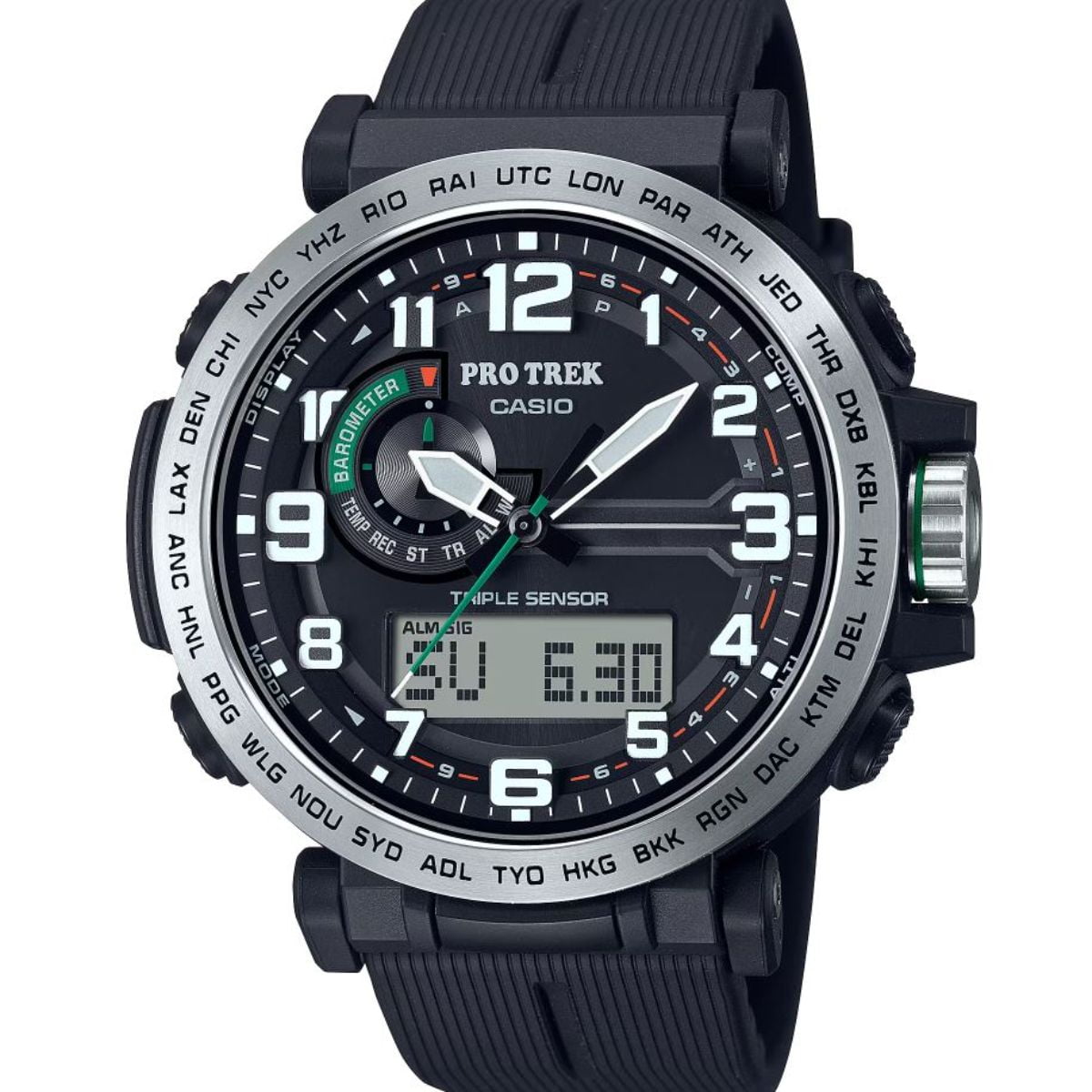 登山用品 CASIO PROTREK SOLAR TITANIUM Casio Men's Pro Trek Solar Powered Triple Sensor Watch, Blue
