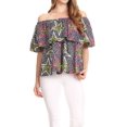 thumbnail image 5 of Sakkas Imani Colorful Wax African Ankara Dutch Off-shoulder Blouse Top Gorgeous - Black multi/stars - One Size Regular, 5 of 5