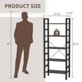 thumbnail image 6 of 5-Tier Bookshelf with Wood Shelves and Metal Frame, 62'' Tall Freestanding Bookcase for Living Room, Bedroom, Home Office, Black, 6 of 8