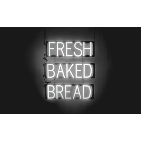 SpellBrite FRESH BAKED BREAD LED Sign for Business. 20.5" x 23.8" White FRESH BAKED BREAD Sign Has Neon Sign Look With Energy Efficient LED Light Source. Visible from 500+ Feet, 8 Animation Settings.