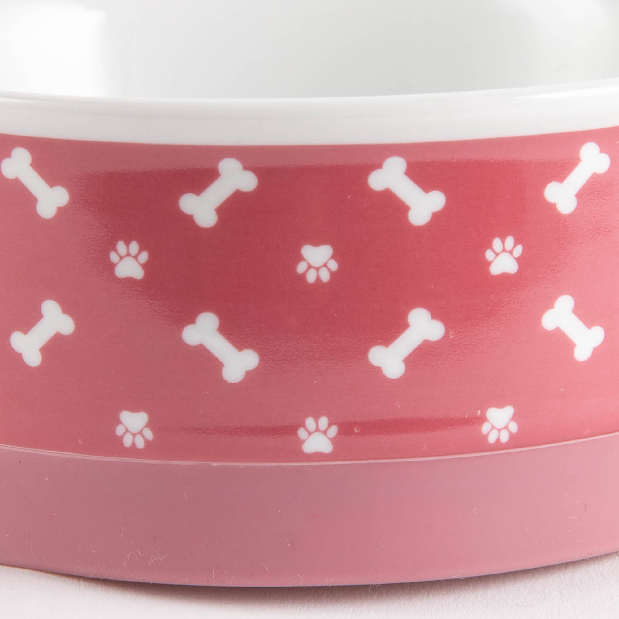 Bone Dry Ceramic Pet Bowls, Dishwasher Safe, Medium Bowl Set, 6x2", Rose, 2 Count