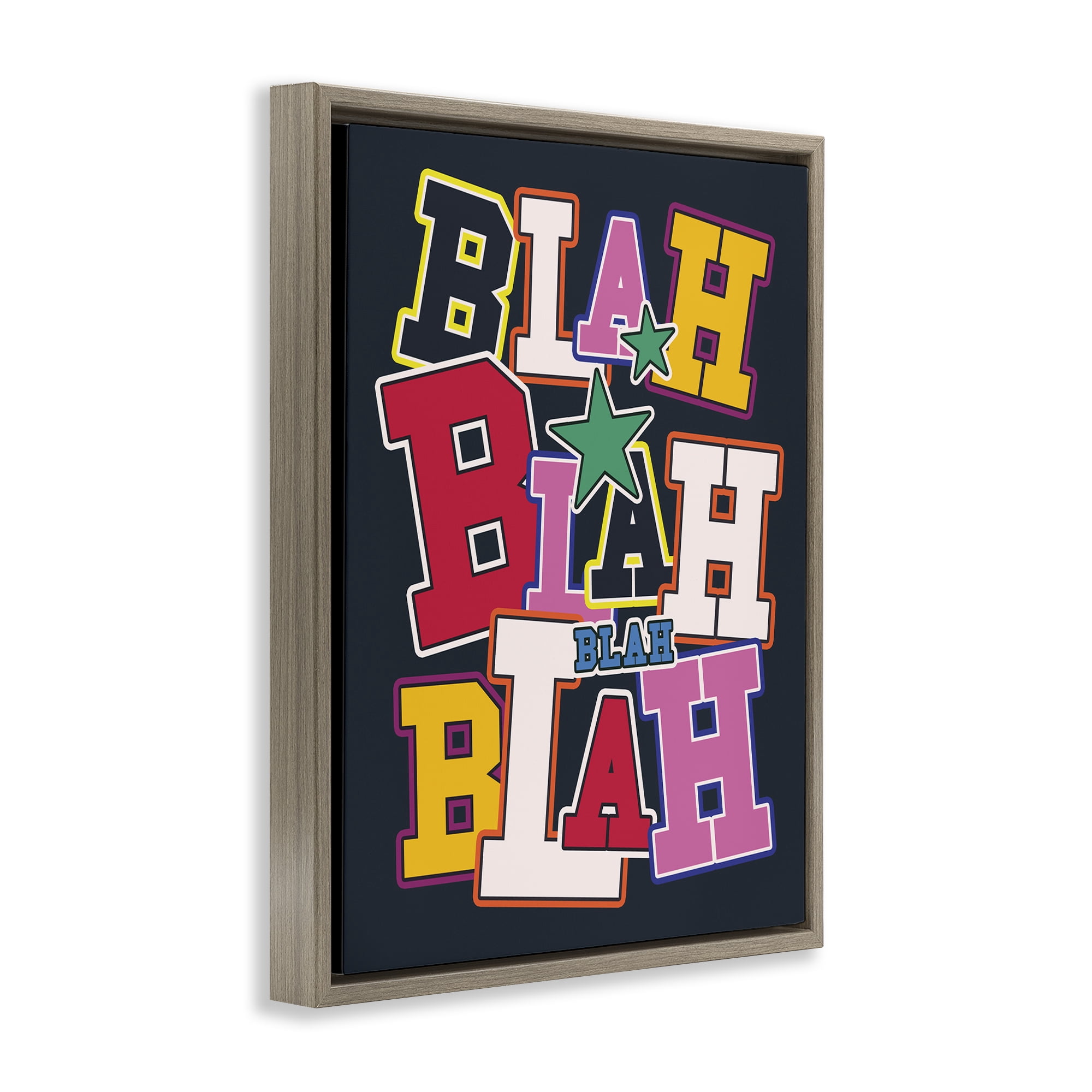 Stupell Industries Bold Blah Blah Text Text & Numbers Painting Brown Floater Framed Canvas Art Print Wall Art, 25 x 31