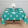 thumbnail image 4 of 60x60in(152x152cm) Square Tablecloth, Waterproof Polyester Table Cover, Wrinkle Resistant & Washable Fabric for Dining, Kitchen, Picnic, Daisy Flowers Print, 4 of 6