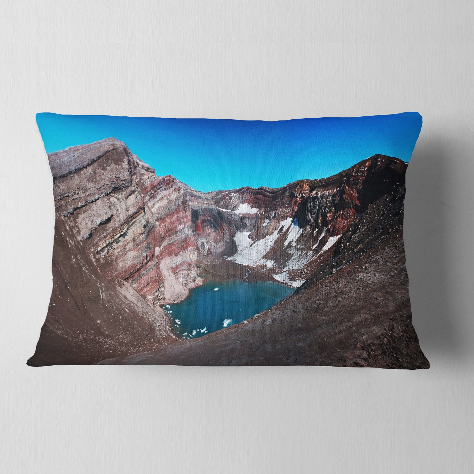 Designart Volcano Kamchatka Panorama - Landscape Printed Throw Pillow - 12x20