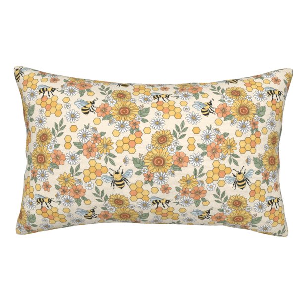 Balery Hippie Bee Honeycomb Funda de Cojín Estampada, Regalos para Mujeres, Regalos de Amor para Ella, Regalos para Novia o Esposa, Funda de Almohada-20"x30"