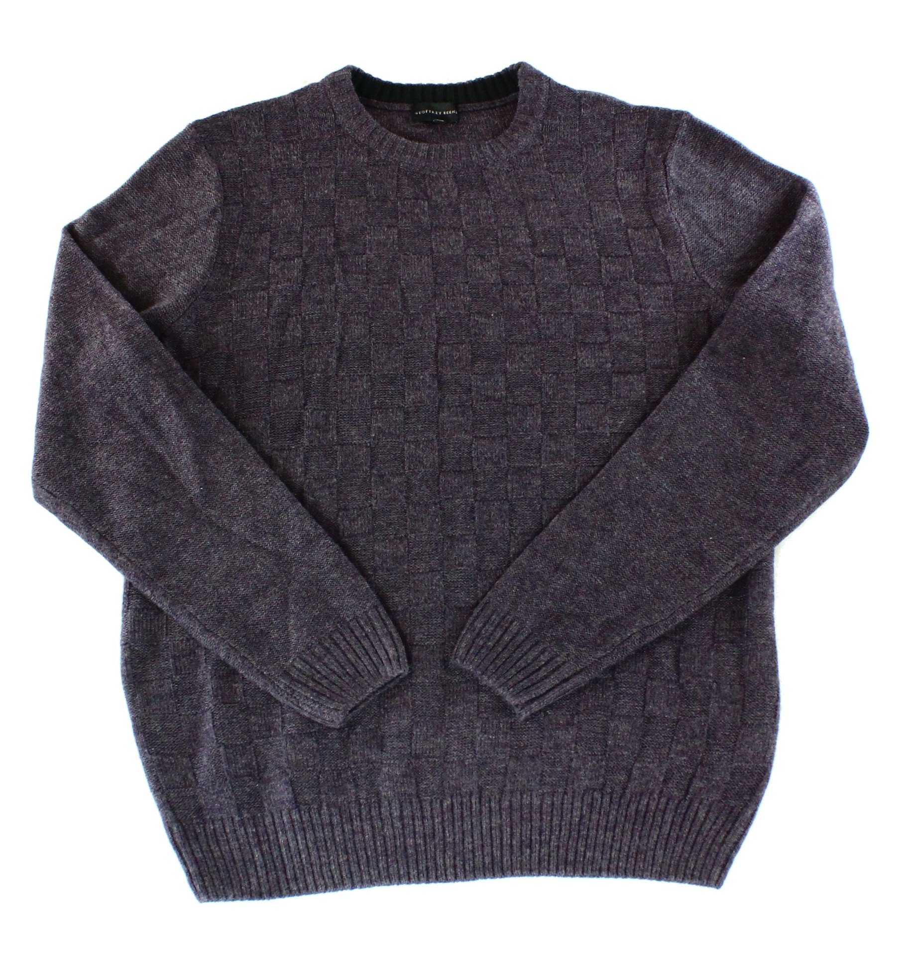 Geoffrey Beene - Geoffrey Beene NEW Purple Mens Size Medium M Basketweave Crewneck Sweater 
