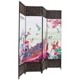 thumbnail image 3 of THY COLLECTIBLES Decorative Freestanding Woven Bamboo & Canvas Print 4 Panels Hinged Panel Screen Portable Folding Room Divider (Peacocks), 3 of 4