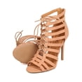 thumbnail image 4 of New Women Qupid Ara-168 Faux Suede Peep Toe Lace Up Strappy Cage Stiletto Sandal, 4 of 6