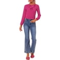 thumbnail image 3 of INSPIRE CHIC Women's Valentine's Day Ruffle Neck Long Sleeve Blouse Shirts L Hot Pink-Solid, 3 of 7