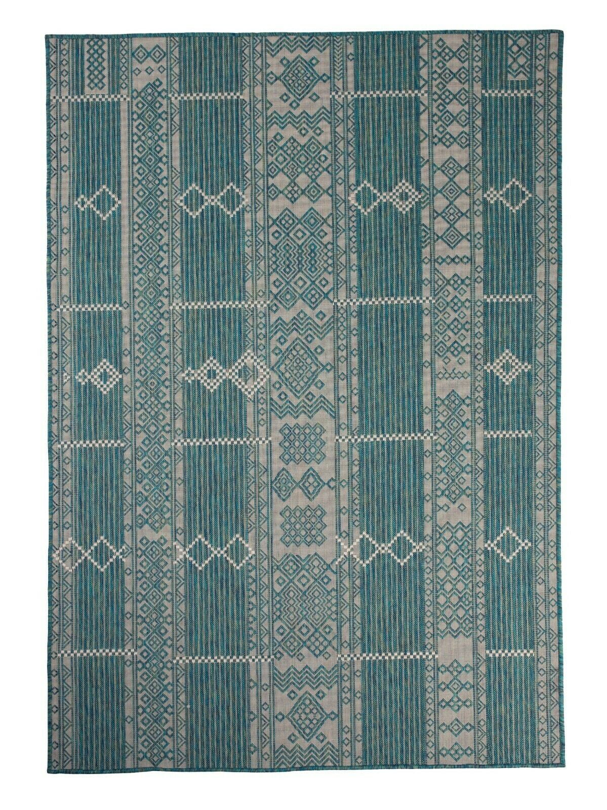 Ocean Hues Geometric Outdoor Rug 5'3"x7'6" Synthetic Easy Care