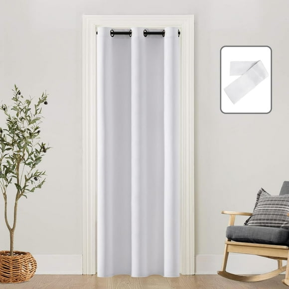 AIR-Closet Curtains for Bedroom Closet Door,Doorway Curtain for Door,Privacy Faux Accordion Bifold Like,Grommet Easy Sliding Keep Heat Out Blackout Thermal Separator Room Divider,White,34 x 80 Inch L
