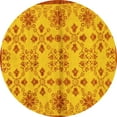 thumbnail image 1 of Ahgly Company Machine Washable Indoor Round Abstract Yellow Modern Area Rugs, 6' Round, 1 of 4