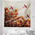 thumbnail image 1 of Vintage Airplane Tapestry, Ready for Take Off Retro Style Geometric Pattern Triangles Clouds Planes, Fabric Wall Hanging Decor for Bedroom Living Room Dorm, 5 Sizes, Multicolor, by Ambesonne, 1 of 1