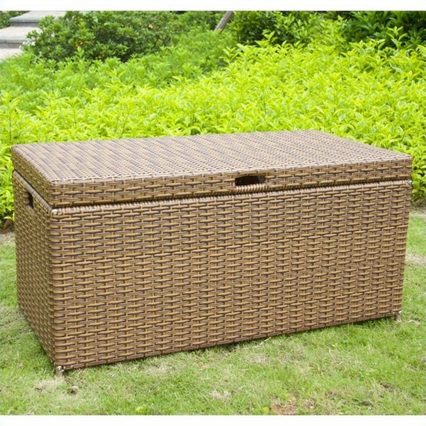 Jeco Wicker Patio Storage Deck Box in Honey