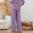 thumbnail image 4 of Women Ribbed Knit Lounge Pants Elastic High Waist Loose Wide Leg Drawstring Pant Fall Comfy Solid Trendy Trousers, 4 of 7