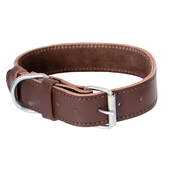 Dog Collar –Brown High Quality Leather- Durable & Adjustable Pet Collar for Small & Medium Dogs-by North Care