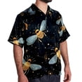 thumbnail image 2 of Starry Bees in the Sky Men's Short Sleeve Casual Printed Button Down Beach Shirts, 2 of 6