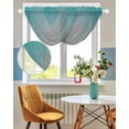 thumbnail image 3 of Waterfall Valances for Windows, Teal Grey Ombre Kitchen Sheer Valance Curtains, Gradient Contemporary Abstract Art Rod Pocket Elegant Swag Valances for Living Room Bedroom, 47.2"x38.5", 1 Panel, 3 of 8