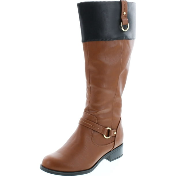 wide calf two tone riding boots