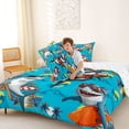 thumbnail image 4 of jejeloiu Summer Party Shark Full Size Comforter Sets,Beach Chair Coconut Print Bedding Comforter Set For Boys,Bright Blue,Reversible,3 Pieces,1 Comforter and 2 Pillowcases, 4 of 7