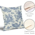 thumbnail image 3 of French Country Pillow Covers Set of 2 16x16 Inch Vintage Toile Blue Cotton Linen Polyester Decorative Throw Pillow Case Cushion Cover for Bedroom Sofa Living Room Couch Chair Office, 3 of 6