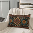 thumbnail image 1 of ZNDUO Rectangular Plush Cushion Cover, Traditional Antique Ethnic Flowers Pattern Non-Pilling Hidden Zip Bedroom Sofa Pillowcases, 16"x24", 1 of 8