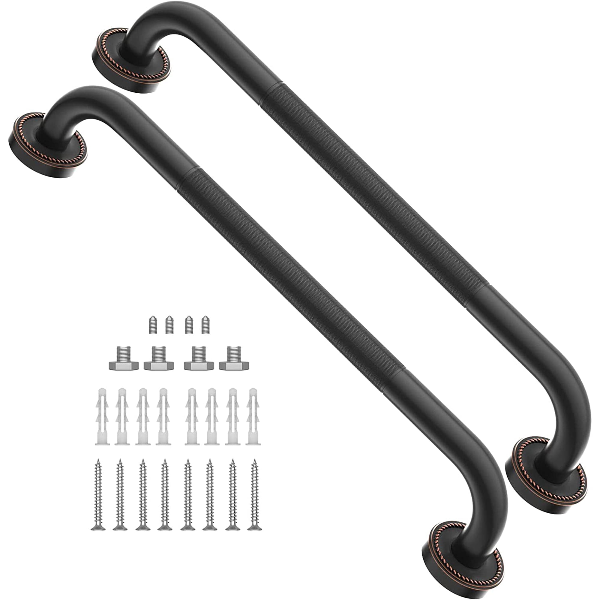 2 Pack 20 Inch Oil Rubbed Black Bronze Anti Slip Shower Grab Bar