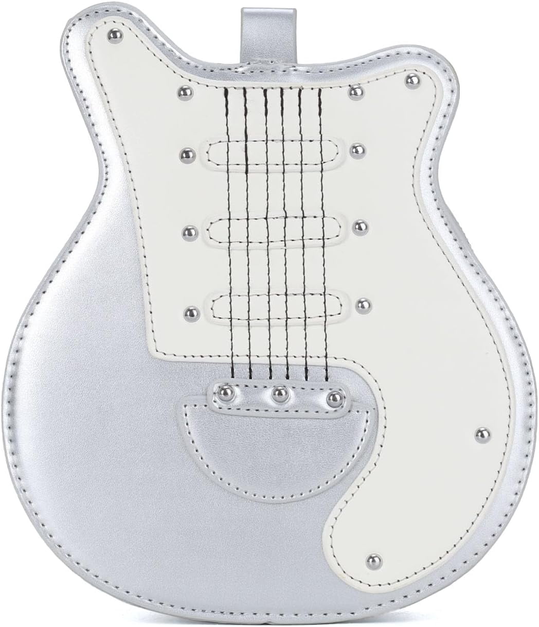 Guitar Shaped Shoulder Bag for Women Rivet Creative Crossbody Handbag Music Crossbody Tote