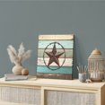 thumbnail image 2 of Wall Art Prints, Texas Star Western Framed Canvas Prints for Bedroom Living Room Bathroom Office, Vintage Teal Brown Wooden Farmhouse Gallery Wrap Wall Art Poster for Gifts Home Decor 12"x12", 2 of 9