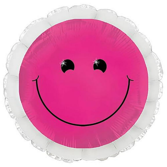 LOONBALLOON Smile Balloons, 17″ PINK SMILEY