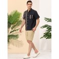 thumbnail image 4 of Lars Amadeus Men's Shirts Short Sleeve Summer Cotton Patchwork Button Down Shirts 2XL Black Beige, 4 of 6