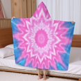 thumbnail image 5 of Pink Tie Dye Lotus Pattern Hooded Bath Towel，60"x35" for Ages 3 To 12 Kids, Quick Dry Lightweight Soft Microfiber Hood Beach Towel Cover Up for Kids, 5 of 7
