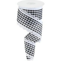 2.5 Scalloped Edge Gingham Ribbon: White (10 Yard)