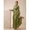 Green, variant on Womens Green Long Sleeve Pleated Ruched Waist Maxi Dress With Ruffle Hem