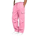thumbnail image 4 of Hvarlaun Kids Sweatpants Cargo Jogger Pants for Boys and Girls with Pockets, Elastic Waist Drawstring Loose Straight Leg Casual Activewear, Sizes 4-15 Years, 4 of 7